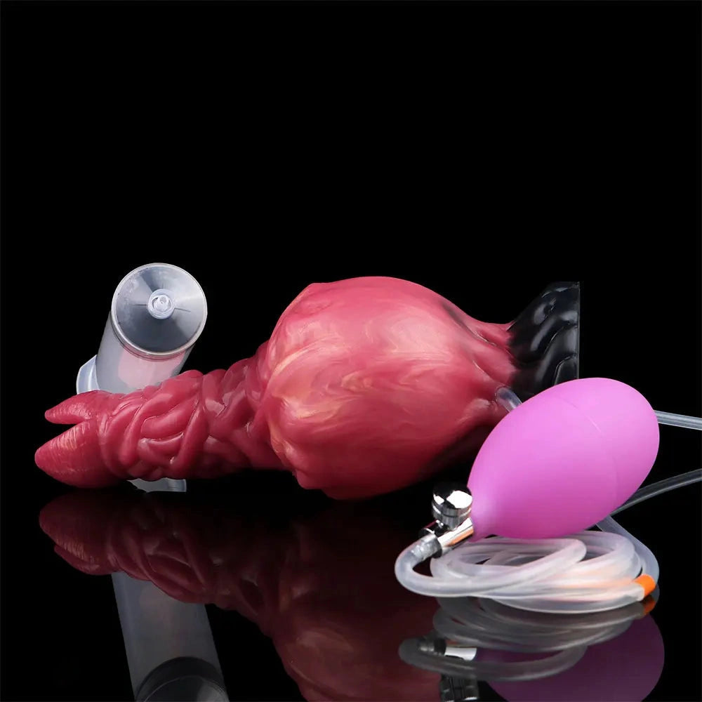 8.03in Ejaculating Inflatable Big Silicone Soft Fantasy Creature Dildo