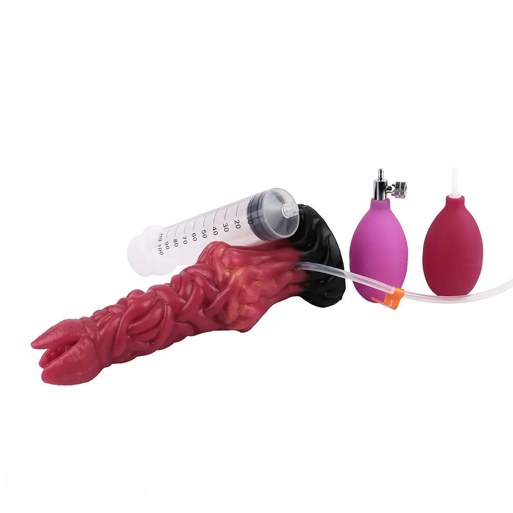8.03in Ejaculating Inflatable Big Silicone Soft Fantasy Creature Dildo