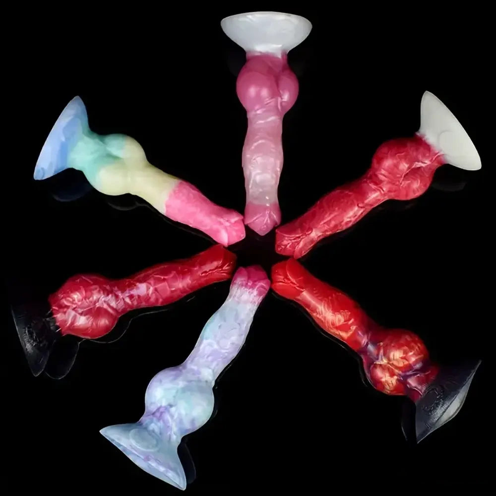 8.03in Fantasy Big Dog Knot Silicone Soft Dildo For G-Spot Stimulation