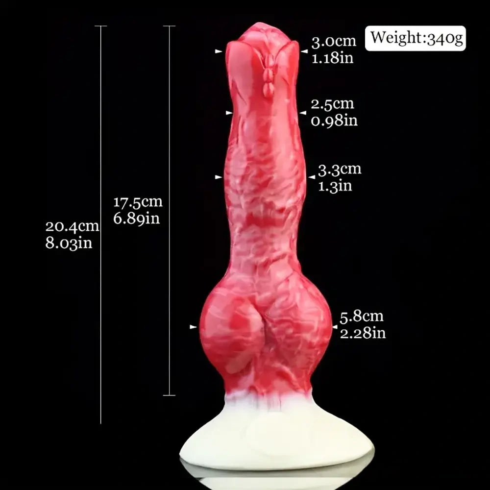8.03in Fantasy Big Dog Knot Silicone Soft Dildo For G-Spot Stimulation