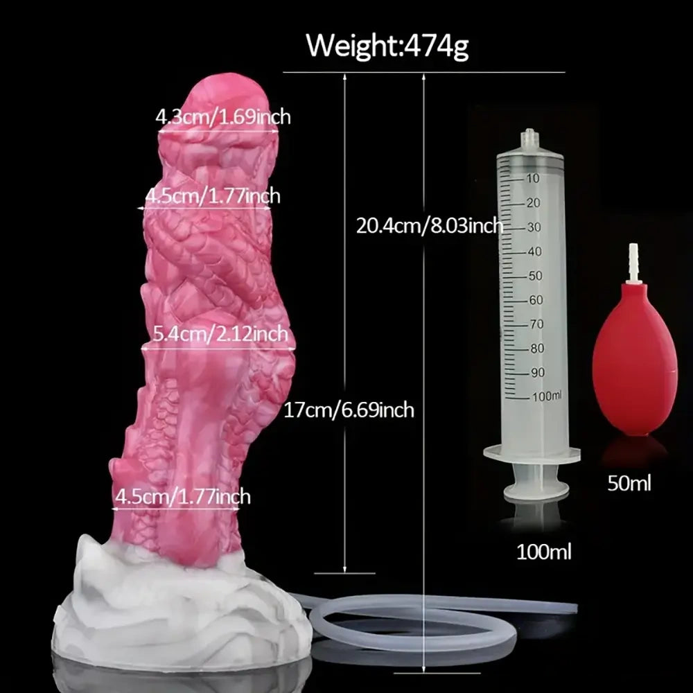 8.03in Realistic Animal Alien Dragon Ejaculating Silicone G-spot Dildo
