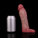 8.03in Realistic Blue Veins Hollow Dildo Cock Sleeve With Soft Cock Ring