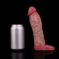 8.03in Realistic Blue Veins Hollow Dildo Cock Sleeve With Soft Cock Ring