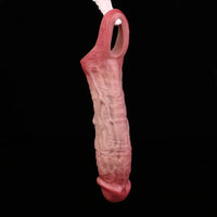 8.03in Realistic Blue Veins Hollow Dildo Cock Sleeve With Soft Cock Ring