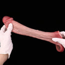 8.03in Realistic Blue Veins Hollow Dildo Cock Sleeve With Soft Cock Ring
