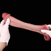 8.03in Realistic Blue Veins Hollow Dildo Cock Sleeve With Soft Cock Ring