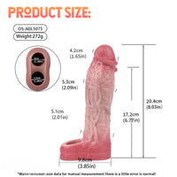 8.03in Realistic Blue Veins Hollow Dildo Cock Sleeve With Soft Cock Ring