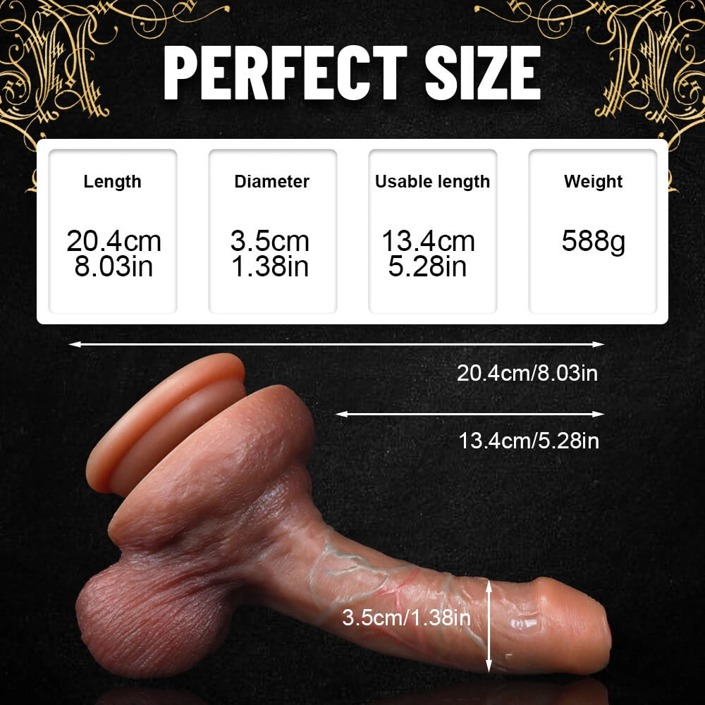 8.03in Realistic Penis Uncut Dildo Sex Toy With Sliding Foreskin