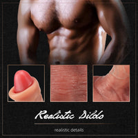 8.03in Realistic Penis Uncut Dildo Sex Toy With Sliding Foreskin