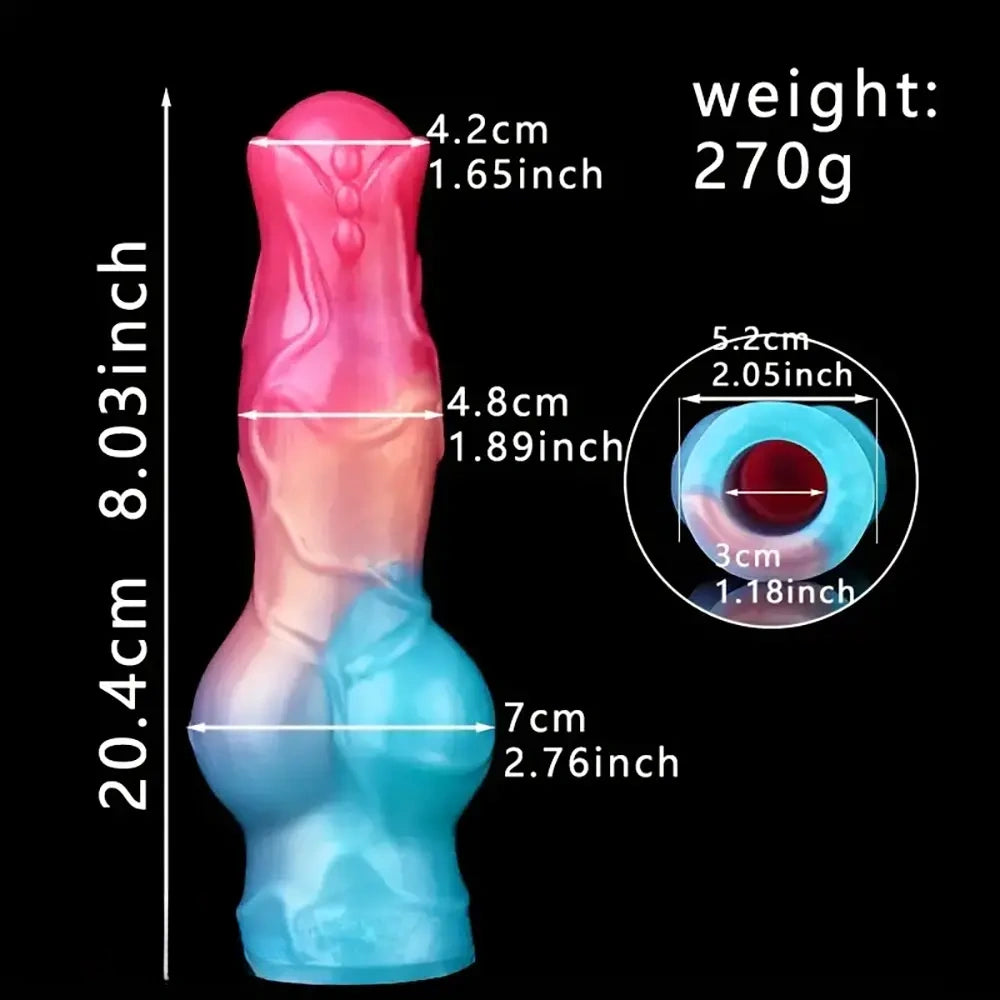 8.03in Silicone Soft Big Animal Dog Knot Dildo Sleeve Hollow Enhancer