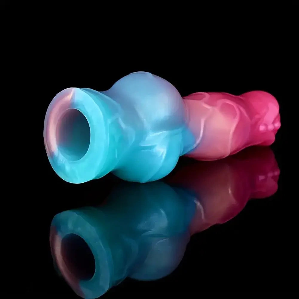 8.03in Silicone Soft Big Animal Dog Knot Dildo Sleeve Hollow Enhancer