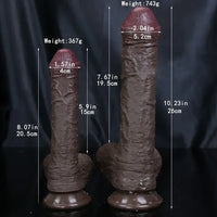 8.07in 10.23in Realistic Soft Silicone Anal Ebony Uncut Big Dildo