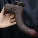 8.07in 10.23in Realistic Soft Silicone Anal Ebony Uncut Big Dildo