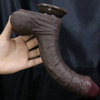 8.07in 10.23in Realistic Soft Silicone Anal Ebony Uncut Big Dildo