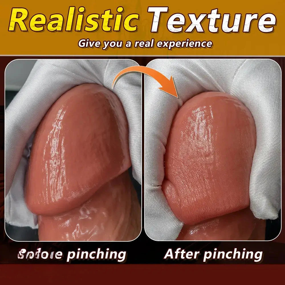 8.07in 11.02in 14.17in Curved Strap on Real Realistic Skin Texture Dildo