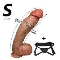 8.07in 11.02in 14.17in Curved Strap on Real Realistic Skin Texture Dildo