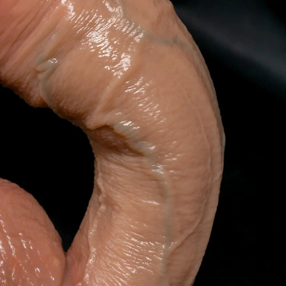 8.07in 11.02in 14.17in Curved Strap on Real Realistic Skin Texture Dildo