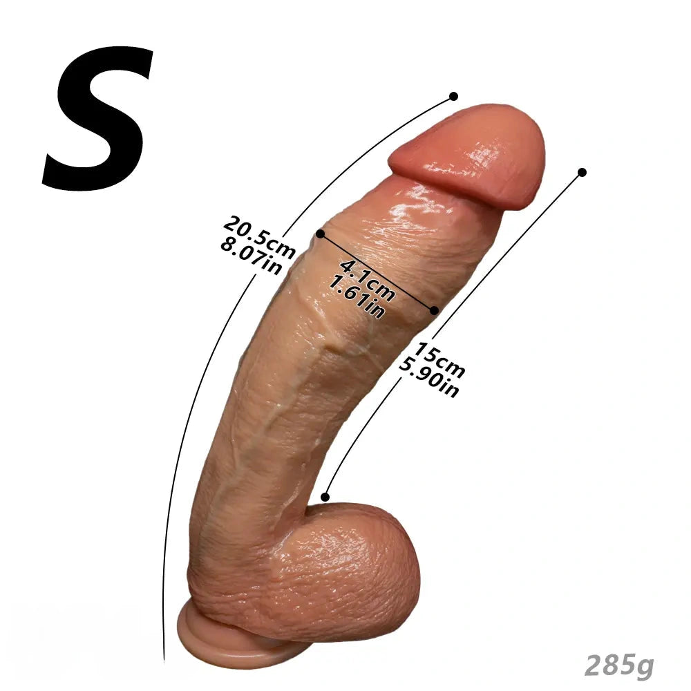 8.07in 11.02in 14.17in Curved Strap on Real Realistic Skin Texture Dildo