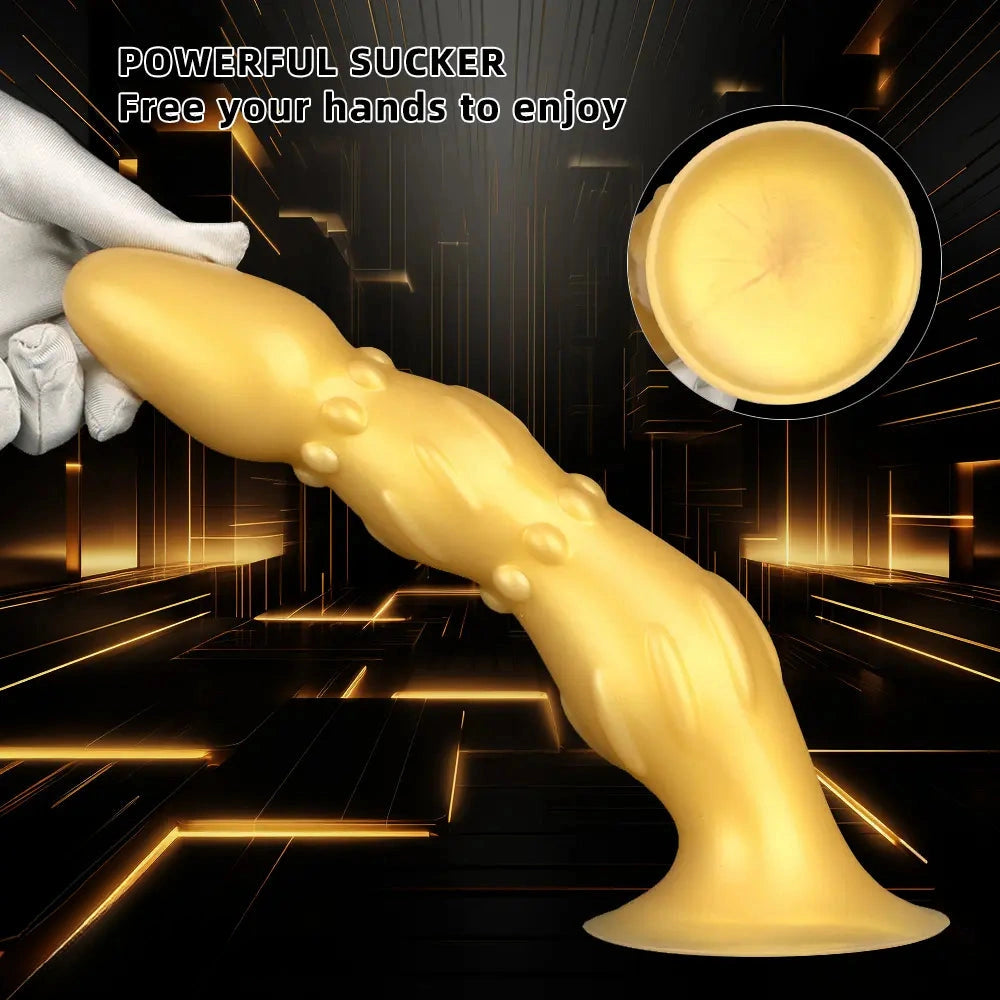 8.07in 11.22in Gold Silicone Super Large Anal Plug Dildo Anal Exercises