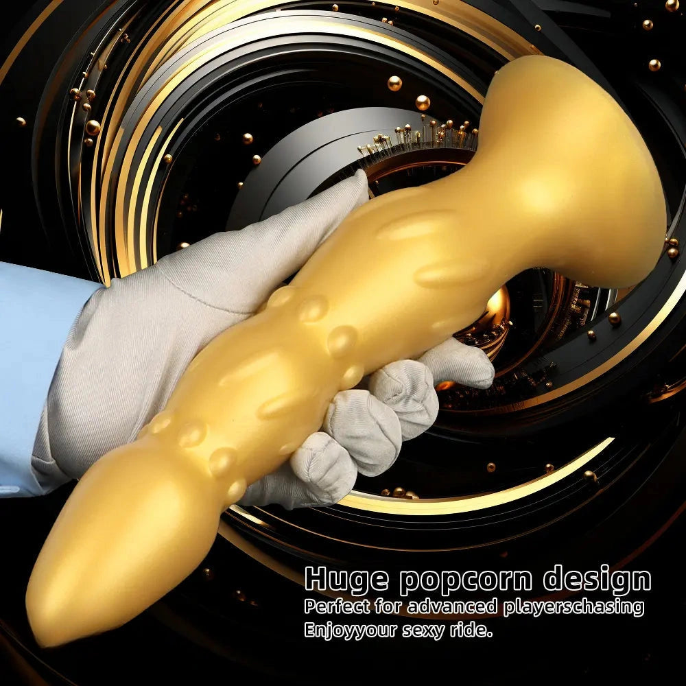 8.07in 11.22in Gold Silicone Super Large Anal Plug Dildo Anal Exercises