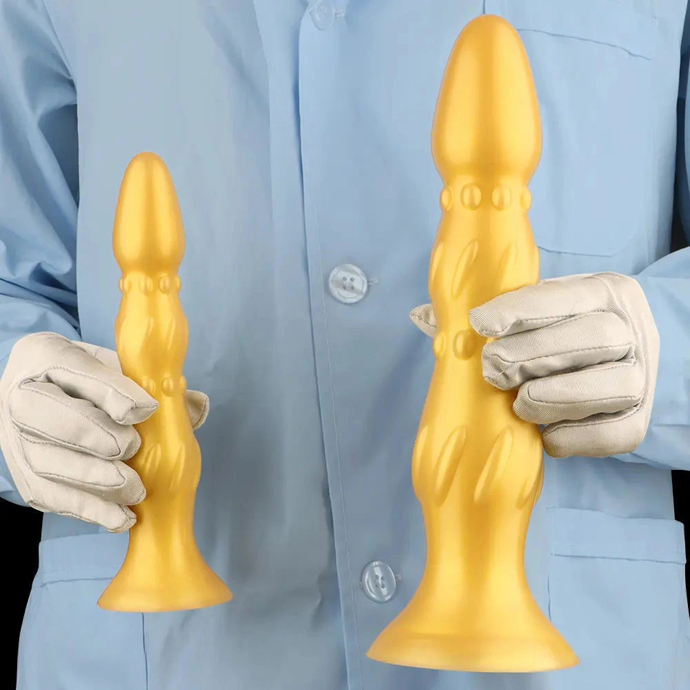 8.07in 11.22in Gold Silicone Super Large Anal Plug Dildo Anal Exercises