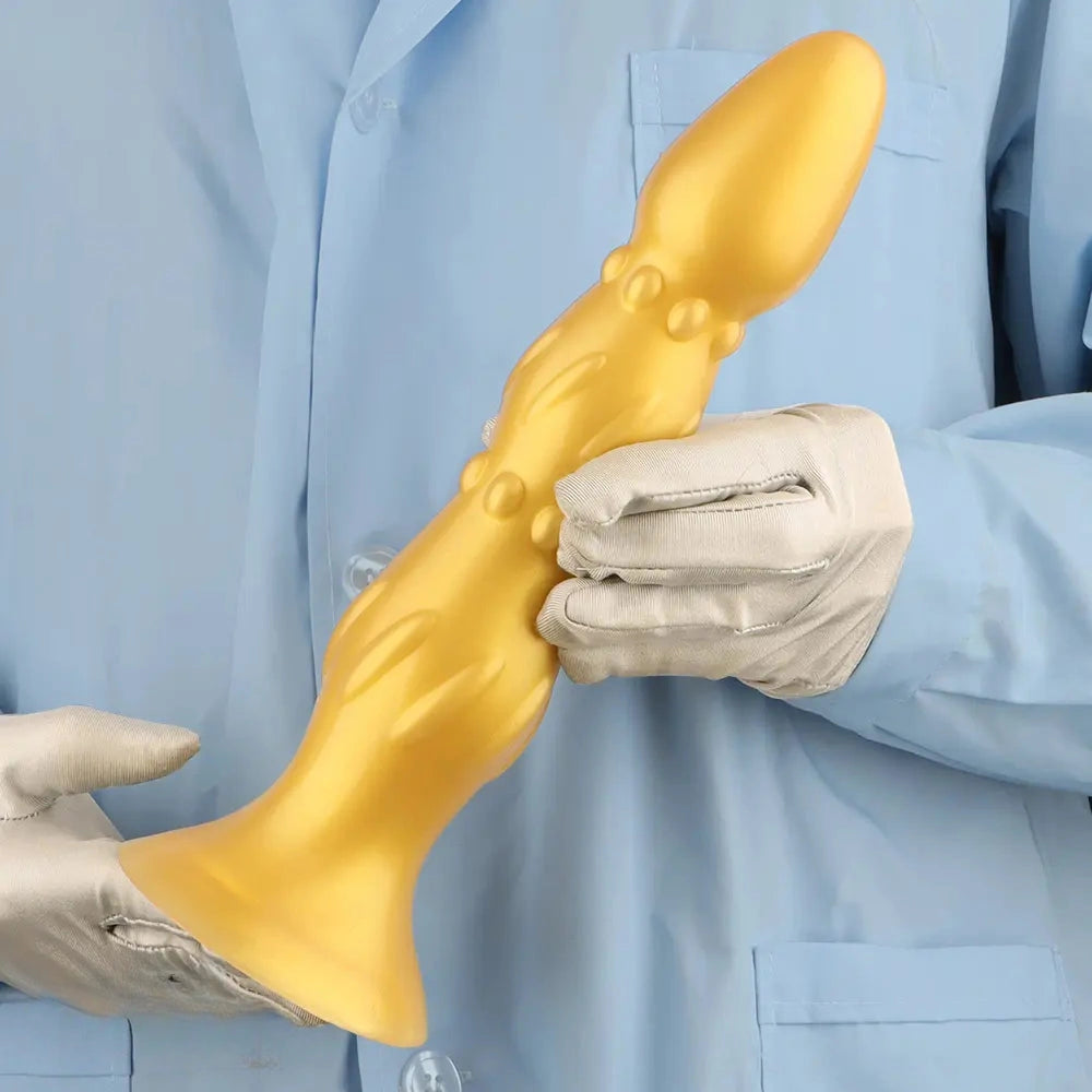 8.07in 11.22in Gold Silicone Super Large Anal Plug Dildo Anal Exercises