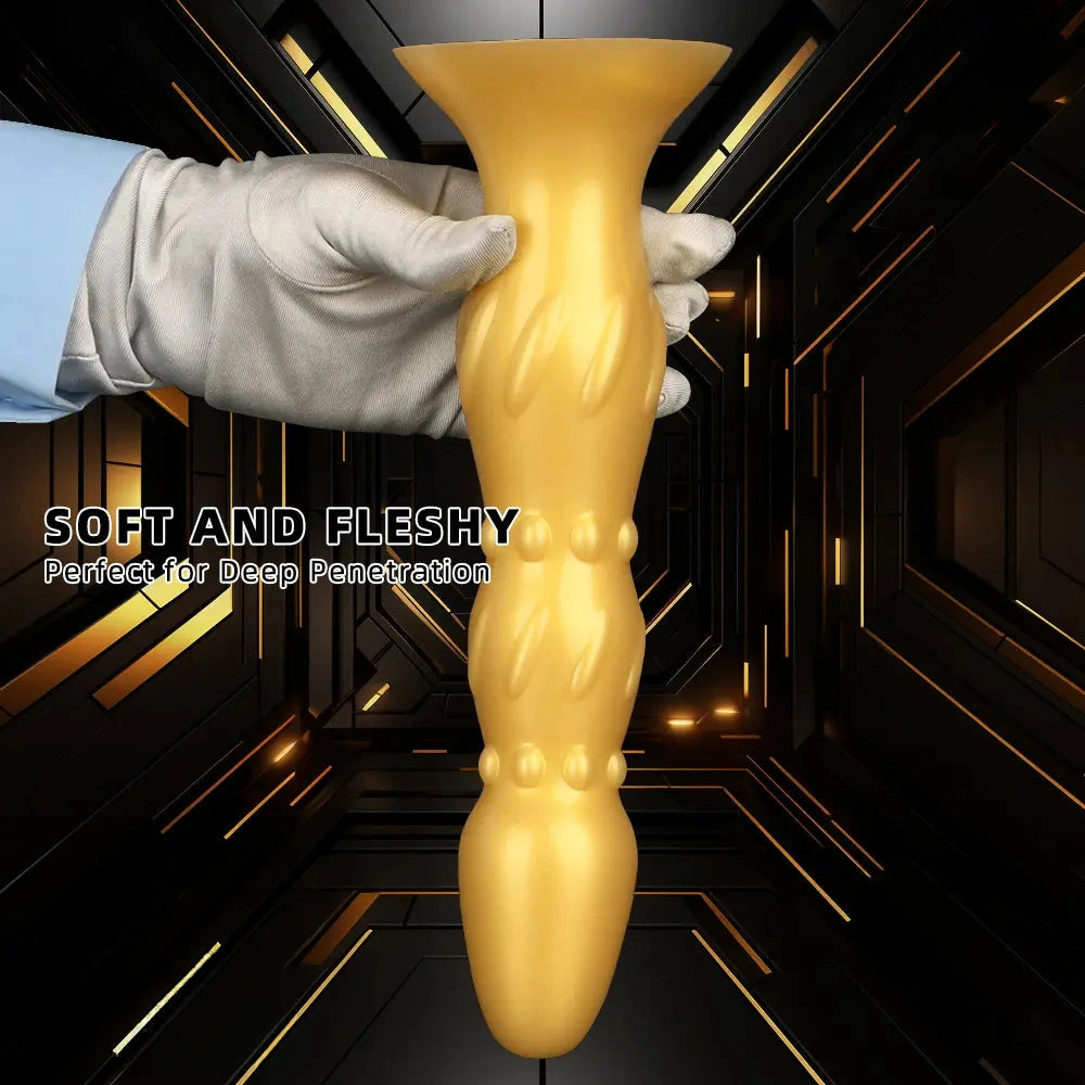 8.07in 11.22in Gold Silicone Super Large Anal Plug Dildo Anal Exercises