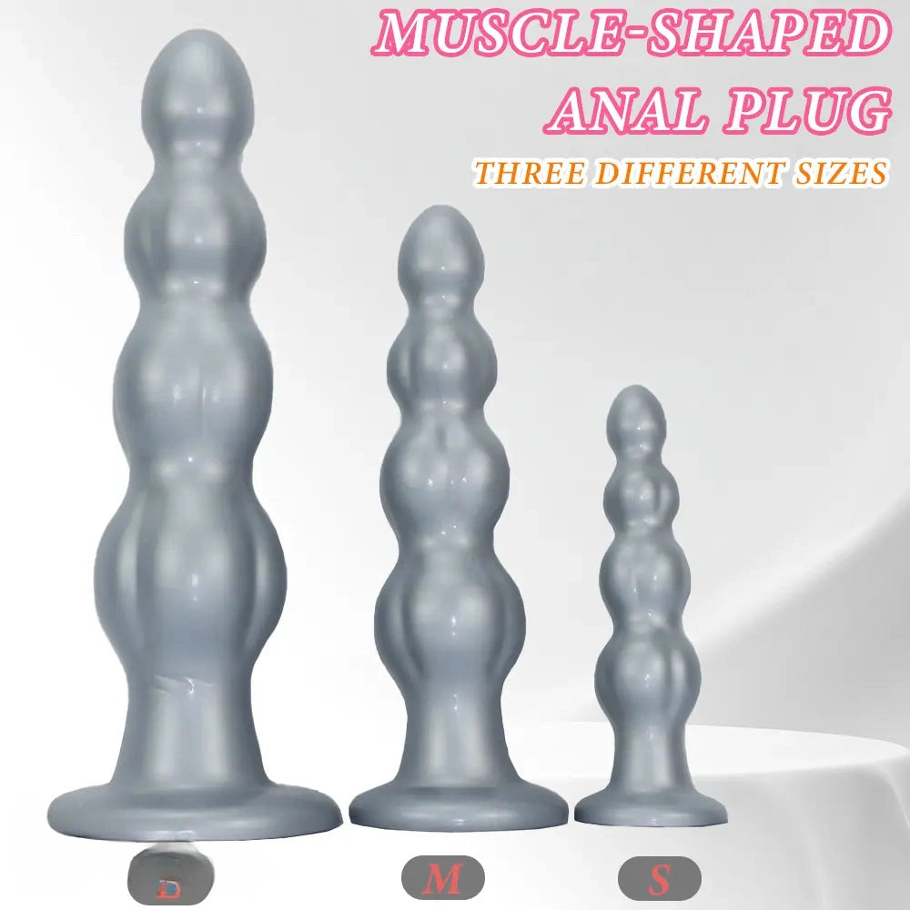 8.07in 11.61in 14.56in Muscle Anal Plug Dildo Soft Silicone Couple Anal Sex Toy