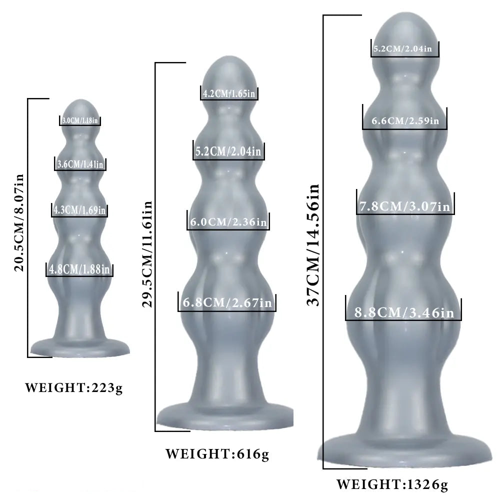 8.07in 11.61in 14.56in Muscle Anal Plug Dildo Soft Silicone Couple Anal Sex Toy