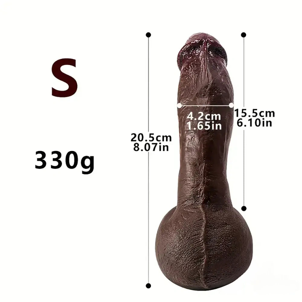 8.07in 8.66in 9.44in Ebony Silicone Soft Real Big Dildo For Pleasure