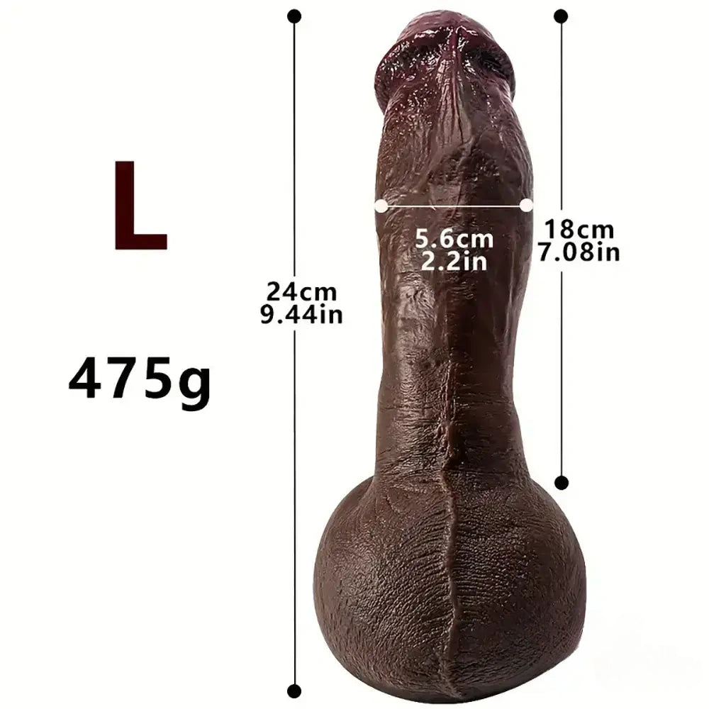 8.07in 8.66in 9.44in Ebony Silicone Soft Real Big Dildo For Pleasure