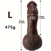 8.07in 8.66in 9.44in Ebony Silicone Soft Real Big Dildo For Pleasure