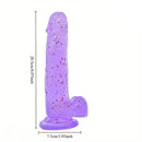 8.07in Sequin Crystal Color Faux PVC Adult Self-Pleasure Cock Dildo