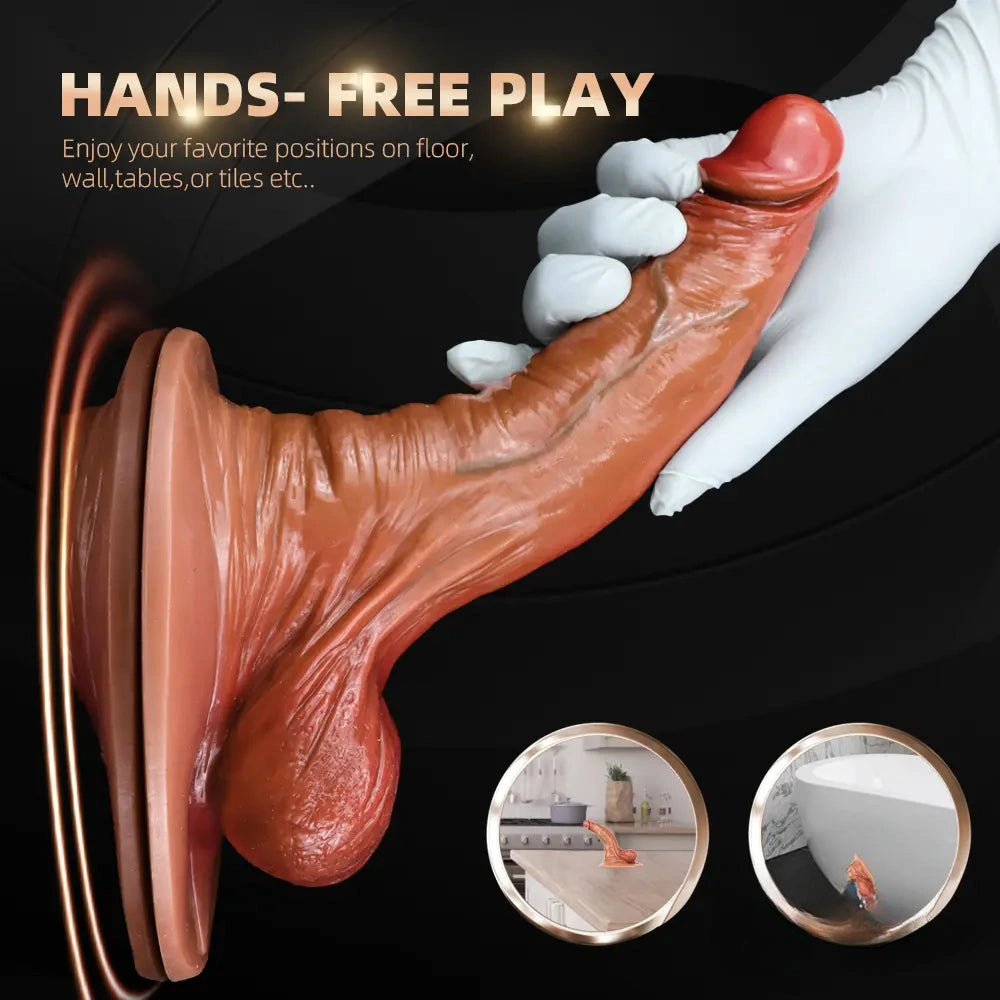 8.07in 9.25in Soft Liquid Silicone Big Real Feeling Dildo With Big Sucker