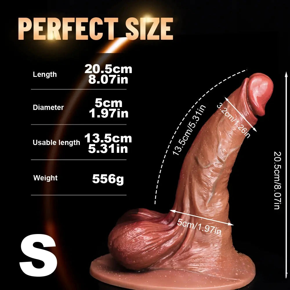 8.07in 9.25in Soft Liquid Silicone Big Real Feeling Dildo With Big Sucker