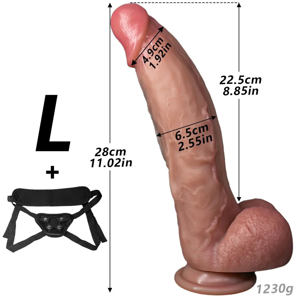 8.07in 9.44in 11.02in Strap on Lifelike Dildo Manual Penis Female Adult Toy