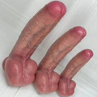 8.07in 9.84in 12in Dual Density Silicone Foreskin Uncut Strap on Dildo