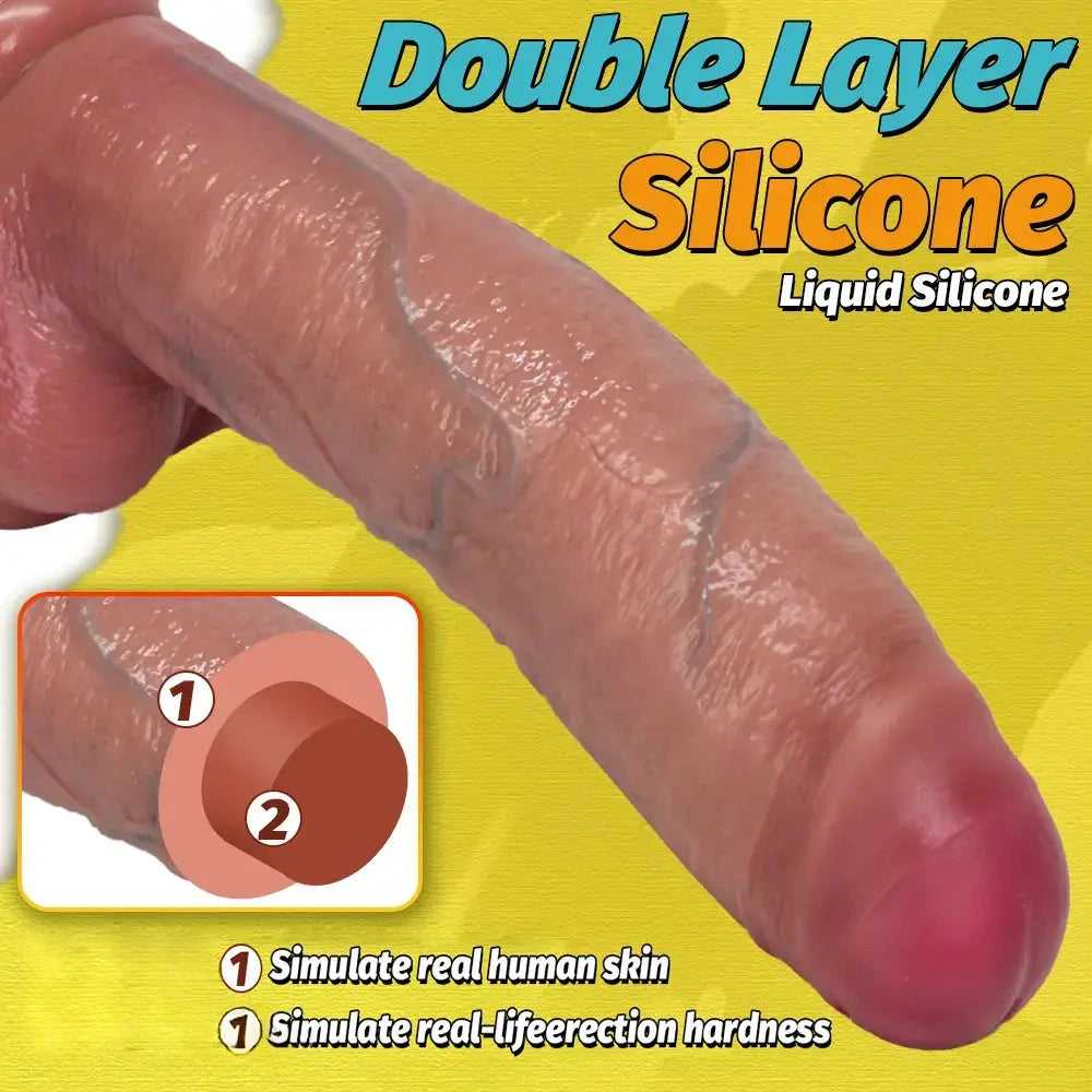 8.07in 9.84in 12in Dual Density Silicone Foreskin Uncut Strap on Dildo