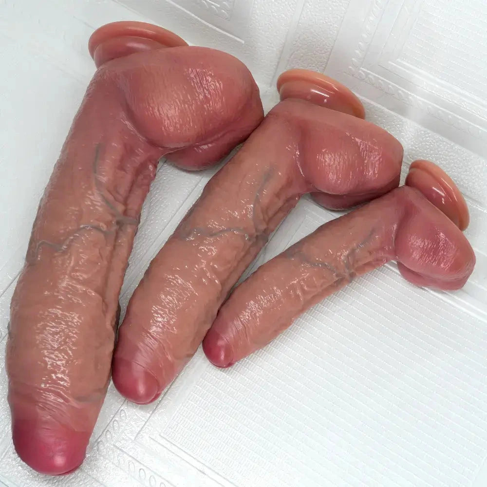 8.07in 9.84in 12in Dual Density Silicone Foreskin Uncut Strap on Dildo