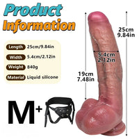 8.07in 9.84in 12in Dual Density Silicone Foreskin Uncut Strap on Dildo