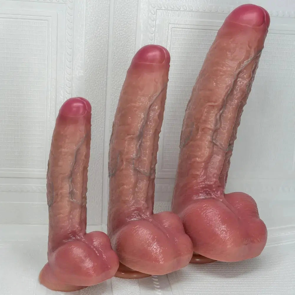 8.07in 9.84in 12in Dual Density Silicone Foreskin Uncut Strap on Dildo