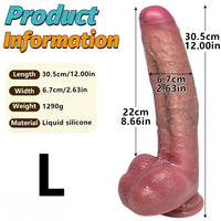 8.07in 9.84in 12in Dual Density Silicone Foreskin Uncut Strap on Dildo