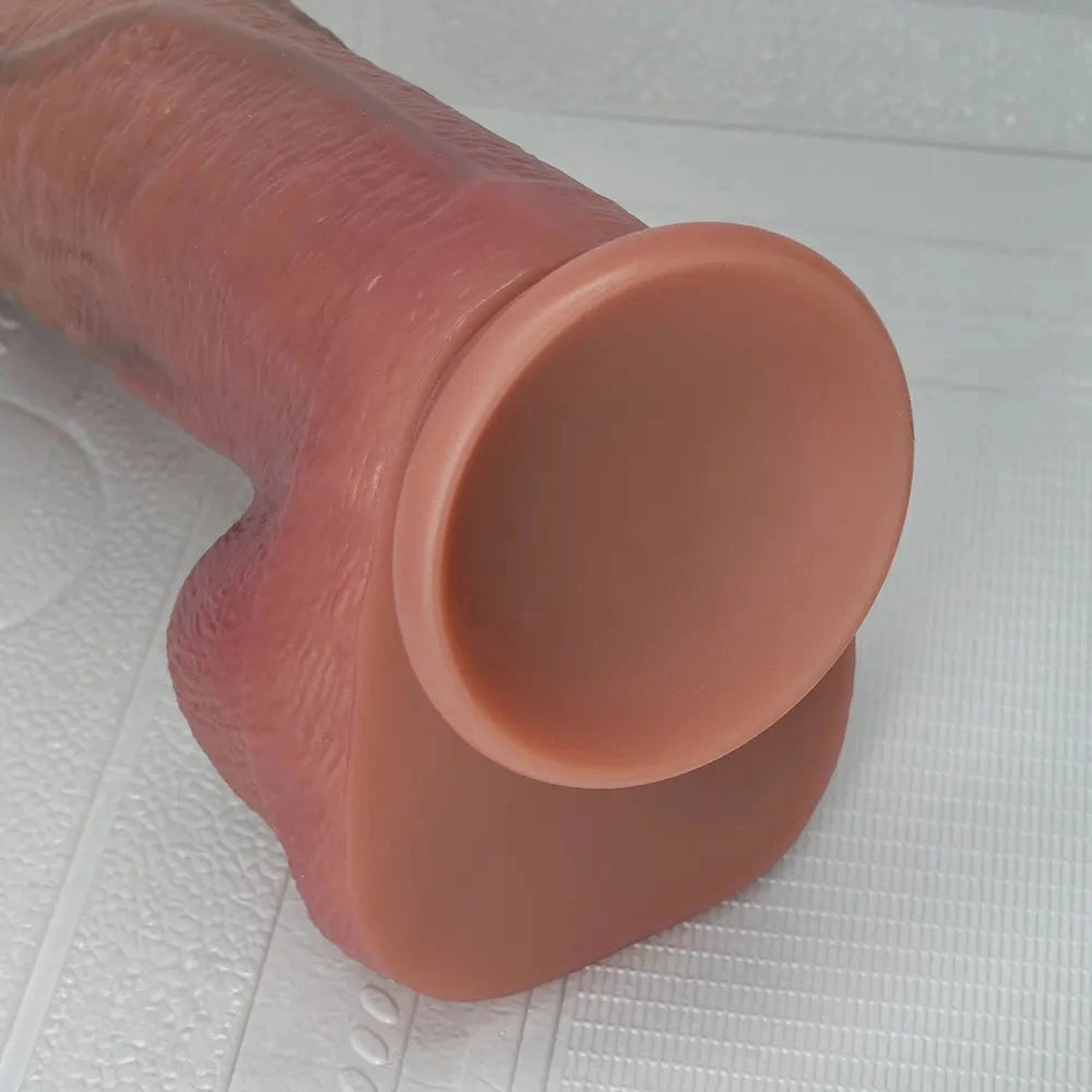 8.07in 9.84in 12in Dual Density Silicone Foreskin Uncut Strap on Dildo