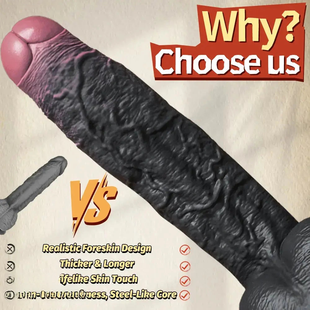 8.07in 9.84in 12in Foreskin Big Dildo Strap on Realistic Uncut Glans Soft Cock