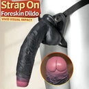 8.07in 9.84in 12in Foreskin Big Dildo Strap on Realistic Uncut Glans Soft Cock