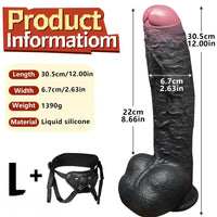 8.07in 9.84in 12in Foreskin Big Dildo Strap on Realistic Uncut Glans Soft Cock