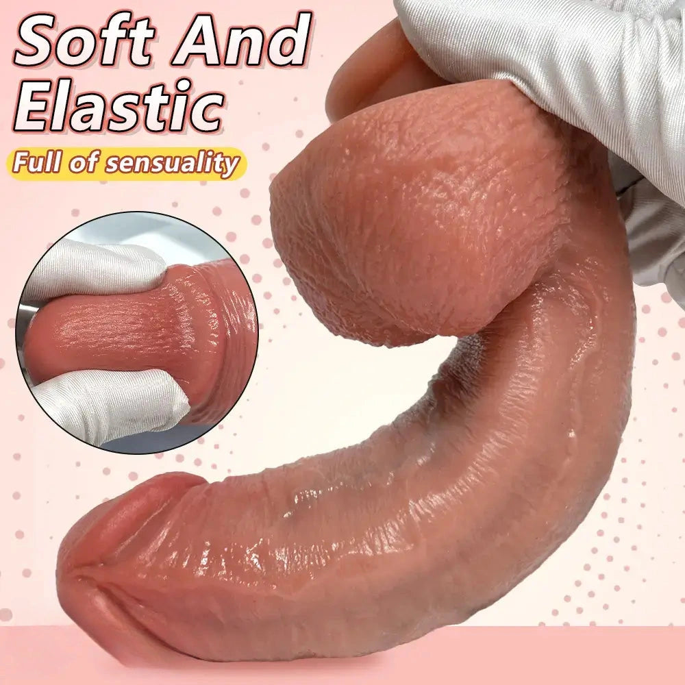 8.07in 9.84in Curved Silicone Soft Big Strap on Dildo Female Masturbator