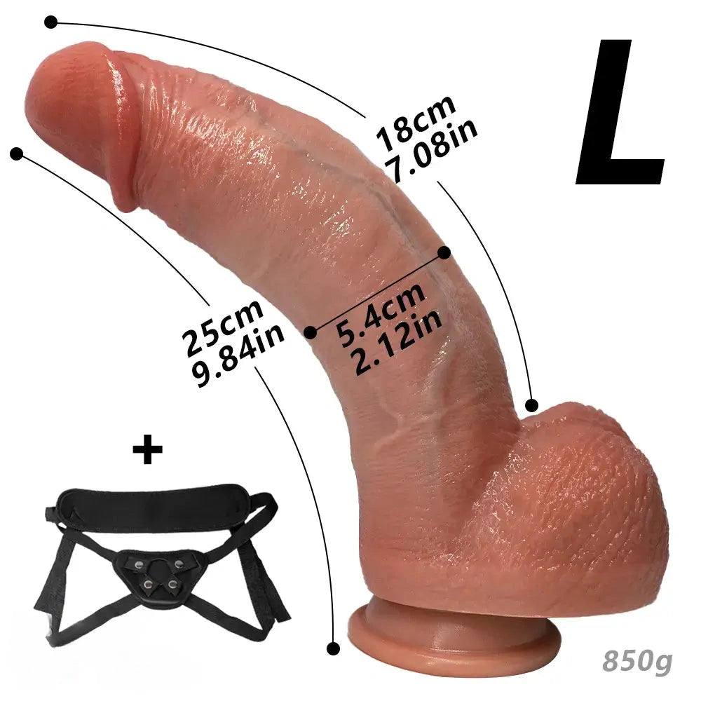 8.07in 9.84in Curved Silicone Soft Big Strap on Dildo Female Masturbator