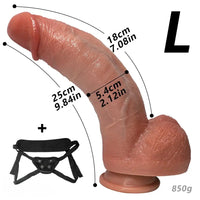 8.07in 9.84in Curved Silicone Soft Big Strap on Dildo Female Masturbator