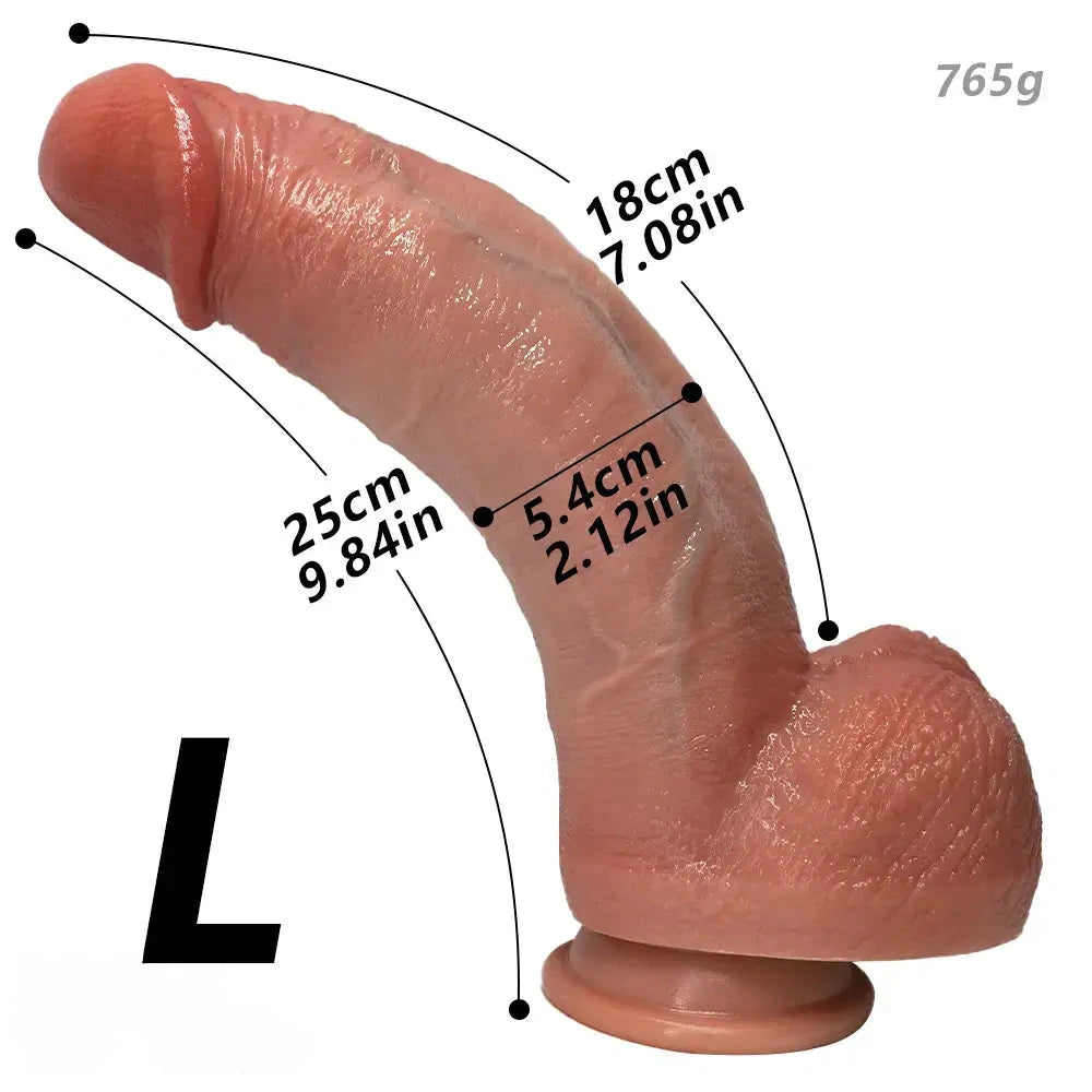 8.07in 9.84in Curved Silicone Soft Big Strap on Dildo Female Masturbator